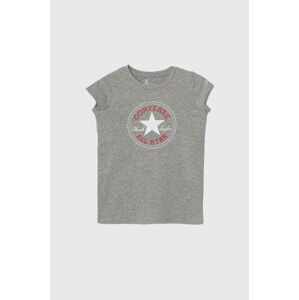Dětské bavlněné tričko Converse šedá barva