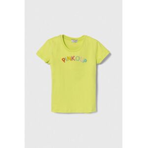 Dětské bavlněné tričko Pinko Up zelená barva