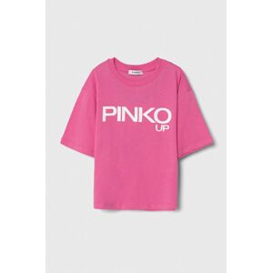 Dětské bavlněné tričko Pinko Up růžová barva