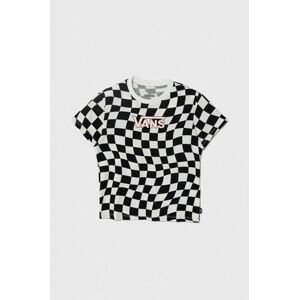 Dětské bavlněné tričko Vans WARPED 66 CHECK CREW černá barva