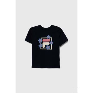 Dětské bavlněné tričko Fila LAMSTEDT tmavomodrá barva