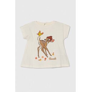 Bavlněné dětské tričko zippy x Disney béžová barva