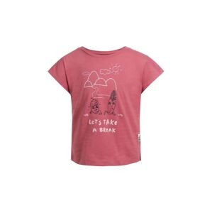 Dětské bavlněné tričko Jack Wolfskin TAKE A BREAK růžová barva