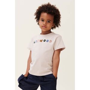Dětské bavlněné tričko Liewood Sixten Placement Shortsleeve T-shirt béžová barva