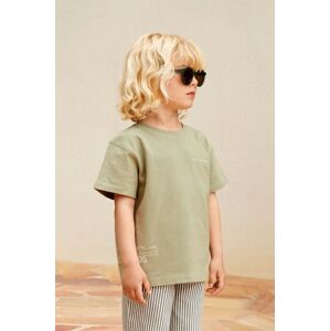 Dětské bavlněné tričko Liewood Sixten Placement Shortsleeve T-shirt zelená barva