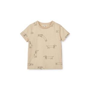 Bavlněné dětské tričko Liewood Apia Baby Printed Shortsleeve T-shirt béžová barva