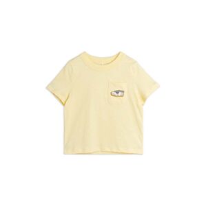 Dětské bavlněné tričko Mini Rodini Jogging žlutá barva, s potiskem