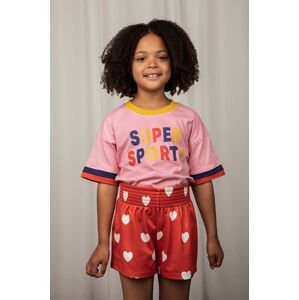 Dětské bavlněné tričko Mini Rodini růžová barva, s potiskem