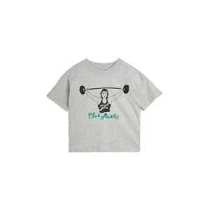 Dětské bavlněné tričko Mini Rodini Club muscles šedá barva, s potiskem