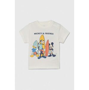 Bavlněné dětské tričko zippy x Disney béžová barva, s potiskem