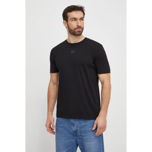 Bavlněné tričko HUGO černá barva, s aplikací, 50505033