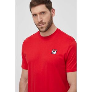 Bavlněné tričko Fila červená barva, s aplikací