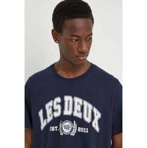Bavlněné tričko Les Deux tmavomodrá barva, s potiskem