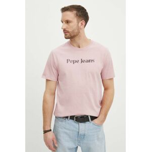 Bavlněné tričko Pepe Jeans CLIFTON růžová barva, s potiskem, PM509374