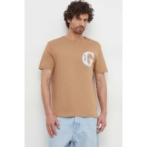 Bavlněné tričko Gant hnědá barva, s potiskem
