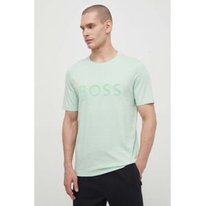 Bavlněné tričko Boss Green zelená barva, s potiskem
