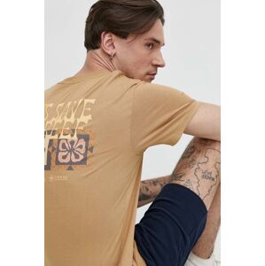 Bavlněné tričko Billabong BILLABONG X CORAL GARDENERS béžová barva, s potiskem