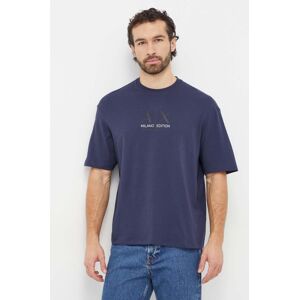 Bavlněné tričko Armani Exchange tmavomodrá barva, s potiskem, 3DZTAB ZJ3VZ