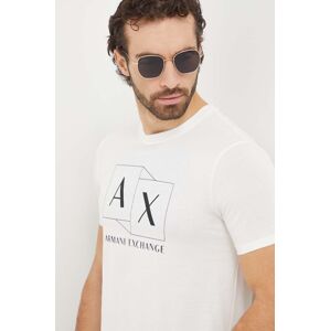 Bavlněné tričko Armani Exchange béžová barva, s potiskem, 3DZTAD ZJ9AZ