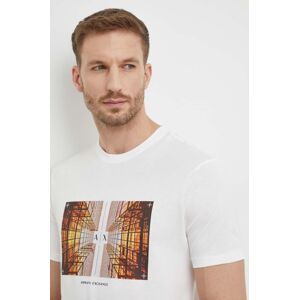 Bavlněné tričko Armani Exchange bílá barva, s potiskem, 3DZTHV ZJBYZ
