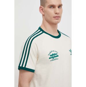 Bavlněné tričko adidas Originals béžová barva, s potiskem, IU0217