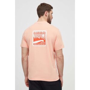 Bavlněné tričko Napapijri S-Gouin růžová barva, s potiskem, NP0A4HTQP1I1