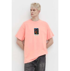 Bavlněné tričko Volcom x ARTHUR LONGO růžová barva, s potiskem