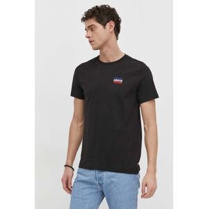 Bavlněné tričko Levi's 2-pack černá barva, s potiskem