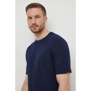 Bavlněné tričko Sisley tmavomodrá barva