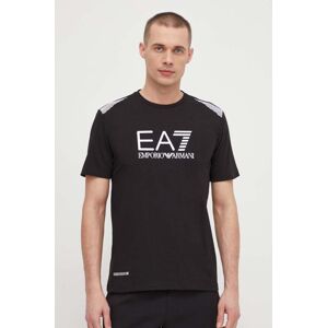 Tričko EA7 Emporio Armani černá barva, s potiskem