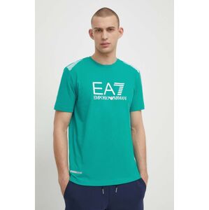 Tričko EA7 Emporio Armani zelená barva, s potiskem