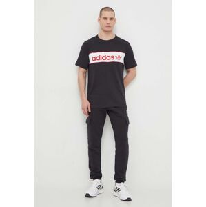Bavlněné tričko adidas Originals černá barva, s potiskem, IS1404