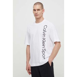 Bavlněné tričko Calvin Klein Performance bílá barva, s potiskem