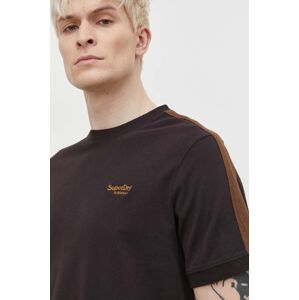 Bavlněné tričko Superdry hnědá barva