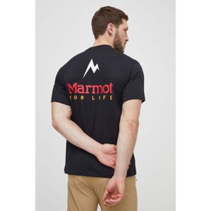 Sportovní tričko Marmot Marmot For Life černá barva, s potiskem