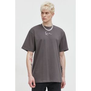 Bavlněné tričko Karl Kani šedá barva, s aplikací