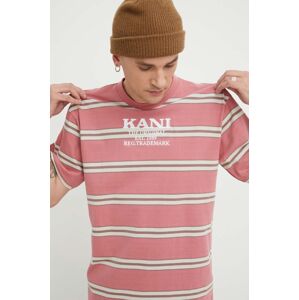 Bavlněné tričko Karl Kani růžová barva