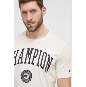 Bavlněné tričko Champion béžová barva, s potiskem, 219852