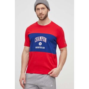 Bavlněné tričko Champion červená barva, s potiskem, 219853