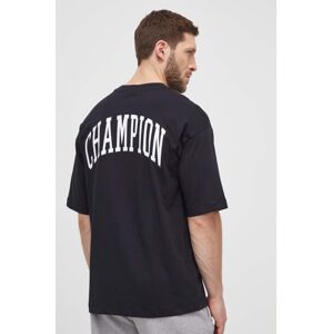 Bavlněné tričko Champion černá barva, s potiskem, 219855