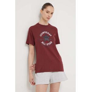 Bavlněné tričko Converse vínová barva, s potiskem