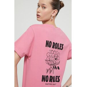Bavlněné tričko Kaotiko růžová barva, s potiskem