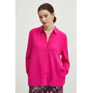 Košile Medicine dámská, růžová barva, regular, s klasickým límcem