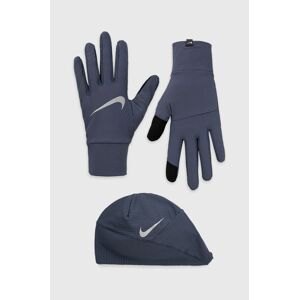 Čepice a rukavice Nike tmavomodrá barva