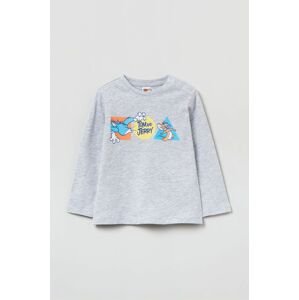 Dětské bavlněné tričko OVS šedá barva, s potiskem