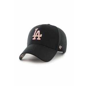 Bavlněná baseballová čepice 47brand MLB Los Angeles Dodgers černá barva, s aplikací