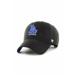 Čepice z vlněné směsi 47brand MLB Los Angeles Dodgers černá barva, s aplikací