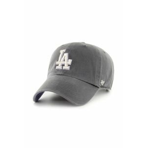 Bavlněná baseballová čepice 47brand MLB Los Angeles Dodgers šedá barva, s aplikací