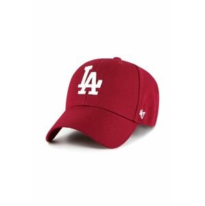 Čepice s vlněnou směsí 47brand MLB Los Angeles Dodgers červená barva, s aplikací