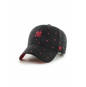 Bavlněná čepice 47brand MLB New York Yankees černá barva, vzorovaná
